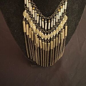 Chic Gold and Silver Fringe Necklace
